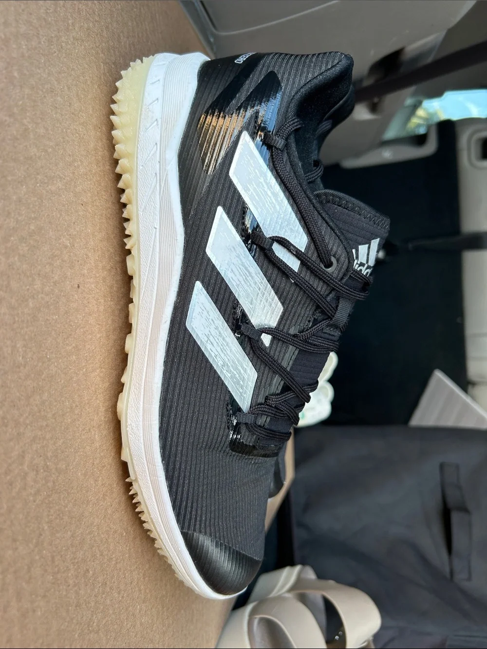 adidas Adizero Black Baseball Sneakers with White Soles